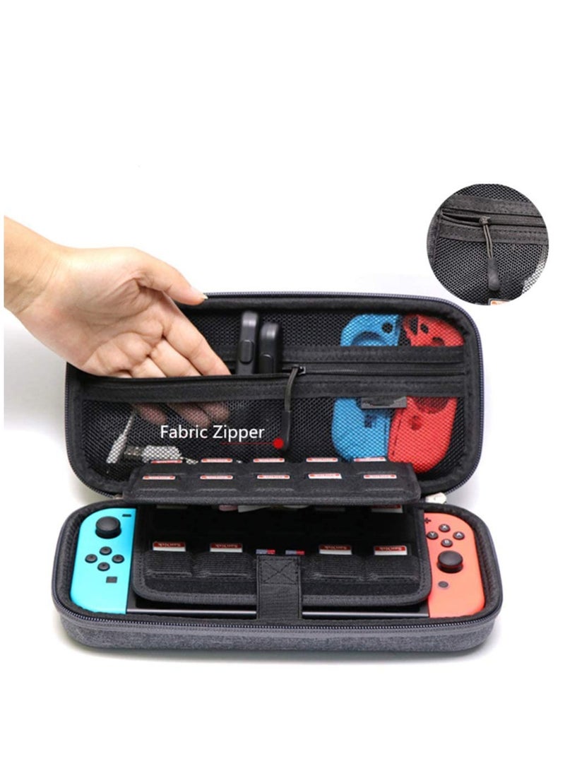 Carrying Case Compatible with Nintendo Switch/Switch OLED/Switch Lite with 2 Pack Tempered Glass Screen Protectors, Waterproof Design with 10 Game Card Slots & Accessory Pocket for Travel