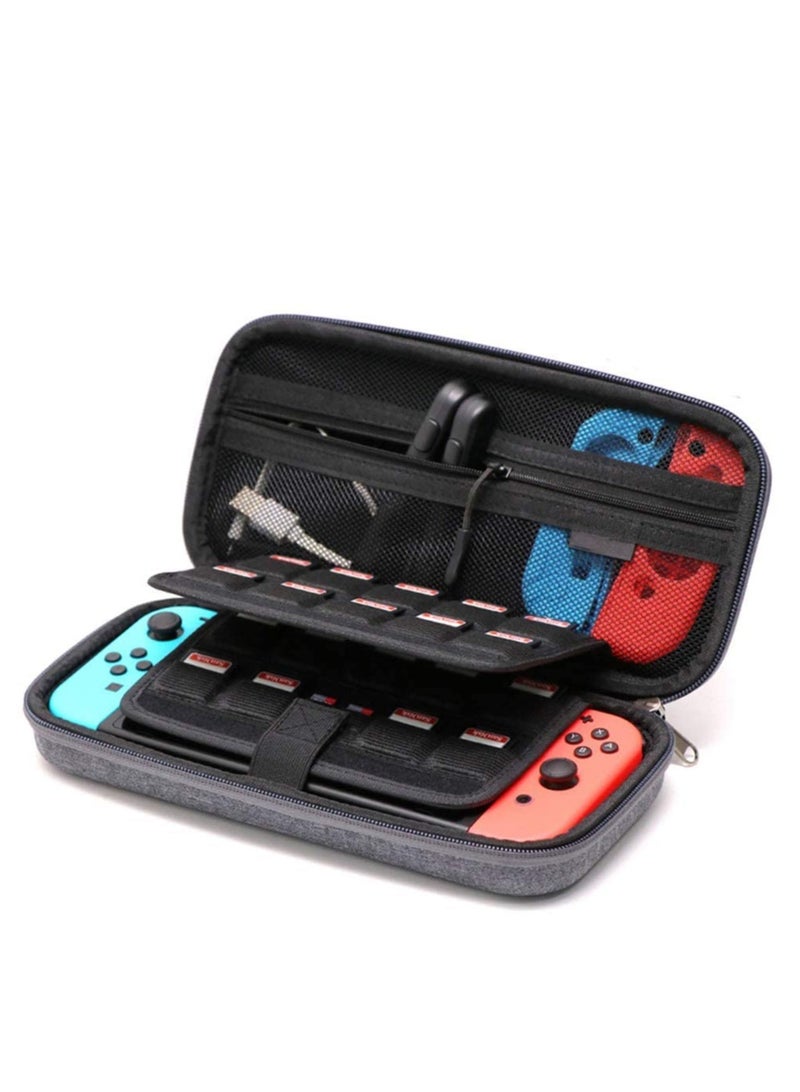 Carrying Case Compatible with Nintendo Switch/Switch OLED/Switch Lite with 2 Pack Tempered Glass Screen Protectors, Waterproof Design with 10 Game Card Slots & Accessory Pocket for Travel