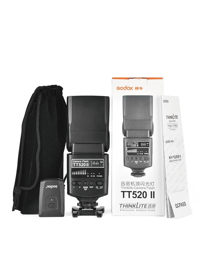 GODOX TT520ⅡUniversal On-Camera Flash Electronic Speedlite + AT-16 2.4G Wireless Trigger Transmitter Guide Number 33 S1 S2 Modes Replacement for Canon Nikon Pentax