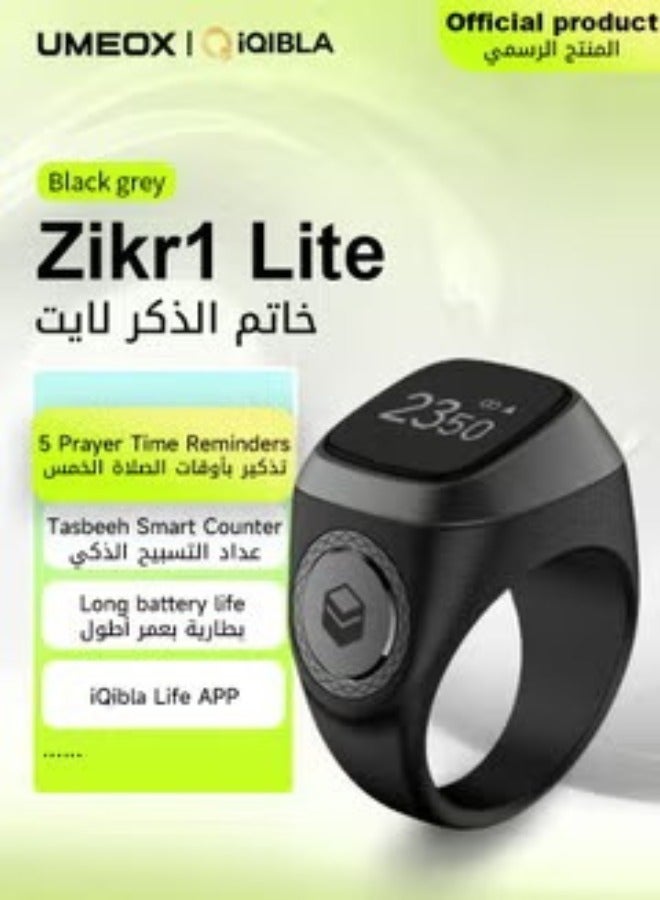 UMEOX iQIBLA Smart Zikr Ring Lite Black Grey 18MM