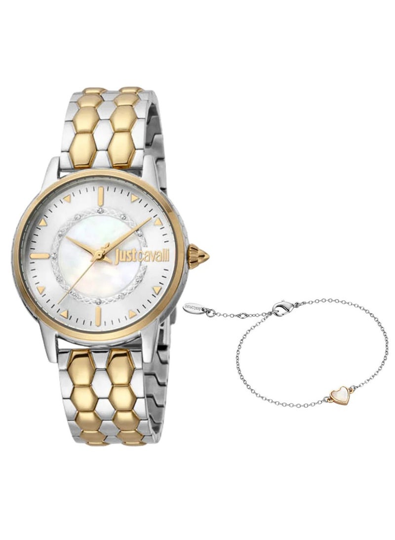 Just Cavalli Analog Stainless Steel Women's Bracelet Watch Two Tone Silver And Gold JC1L149M0075