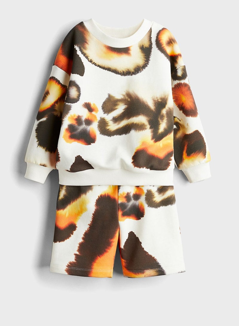 Kids Printed Sweatshirt & Shorts Set