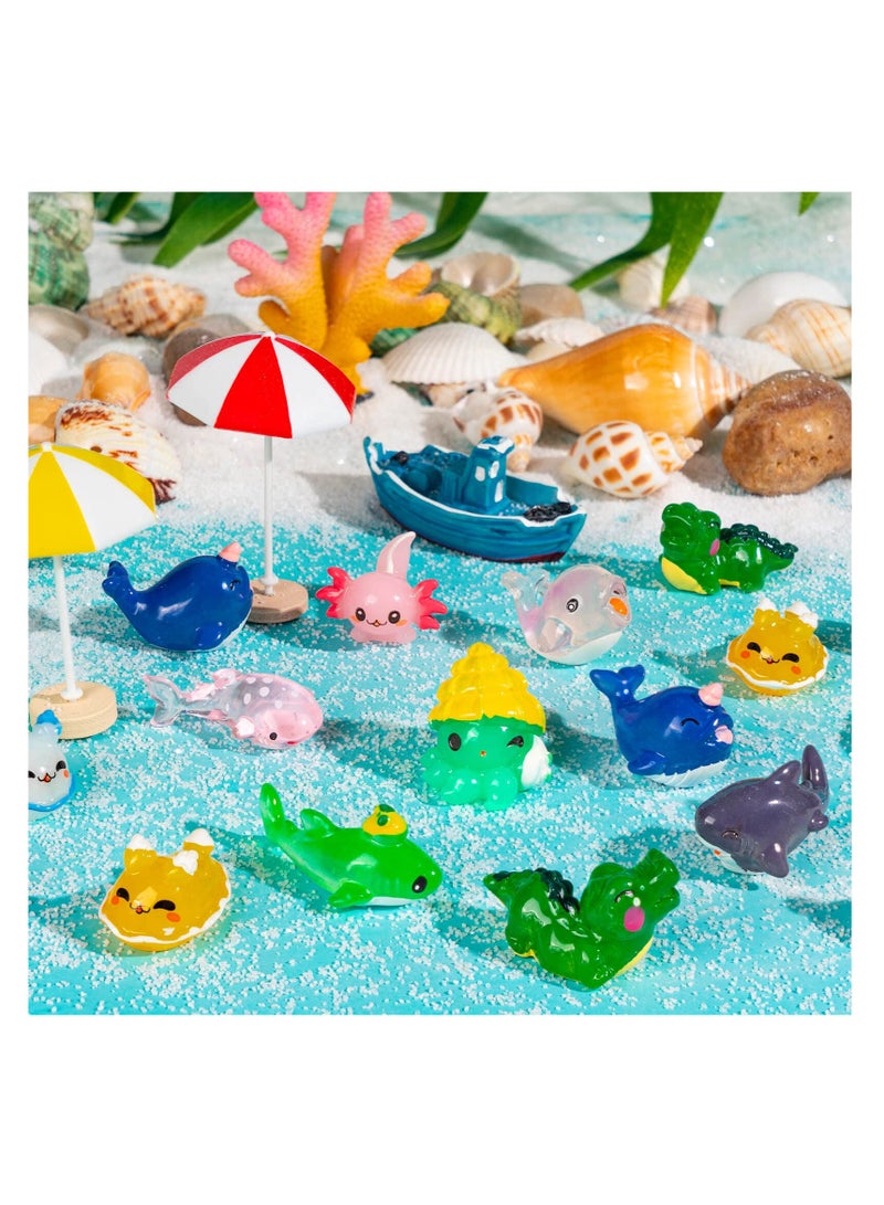 30Pcs Ocean Themed Mini Resin Animals Figures, Tiny Resin Animals for Fish Tank, Micro Landscape Aquarium, Birthday Party and Sea Animals Themed Party