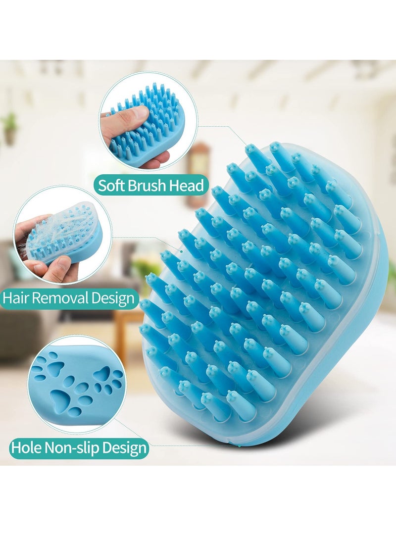 Dog Bath Brush, Soft Silicone Pet Shampoo Massage Dispenser Grooming Shower Brush for Short Long Haired Dogs and Cats Washing 2 Pcs