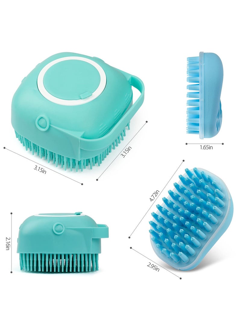 Dog Bath Brush, Soft Silicone Pet Shampoo Massage Dispenser Grooming Shower Brush for Short Long Haired Dogs and Cats Washing 2 Pcs