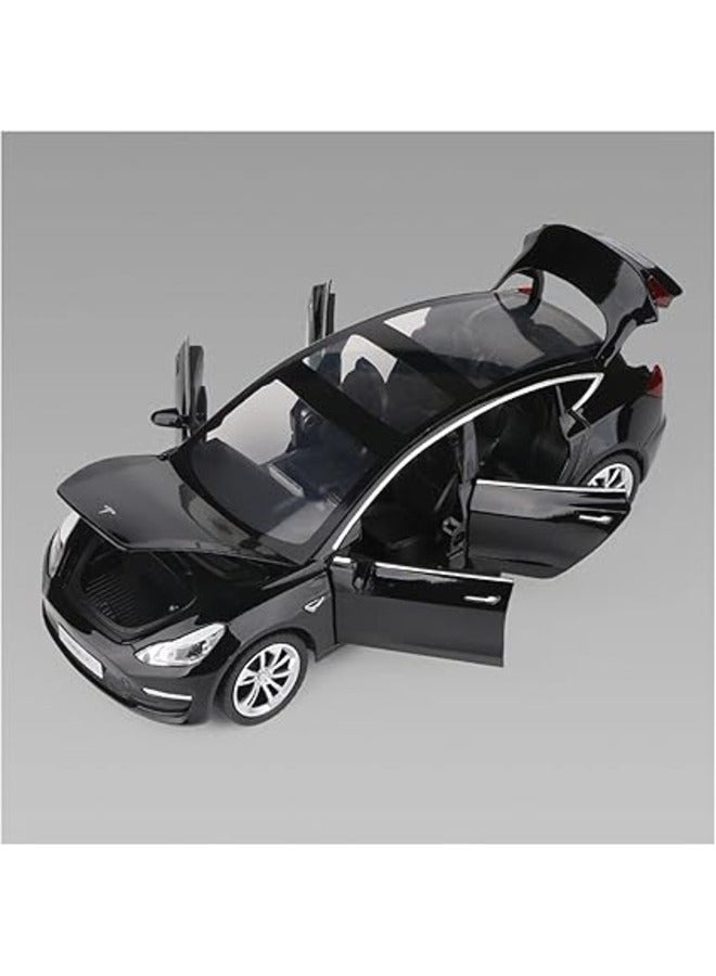1:24 Scale Diecast Toy Vehicles Pull Back Alloy Car with Lights and Music, Black Ideal Gifts for Unisex Children