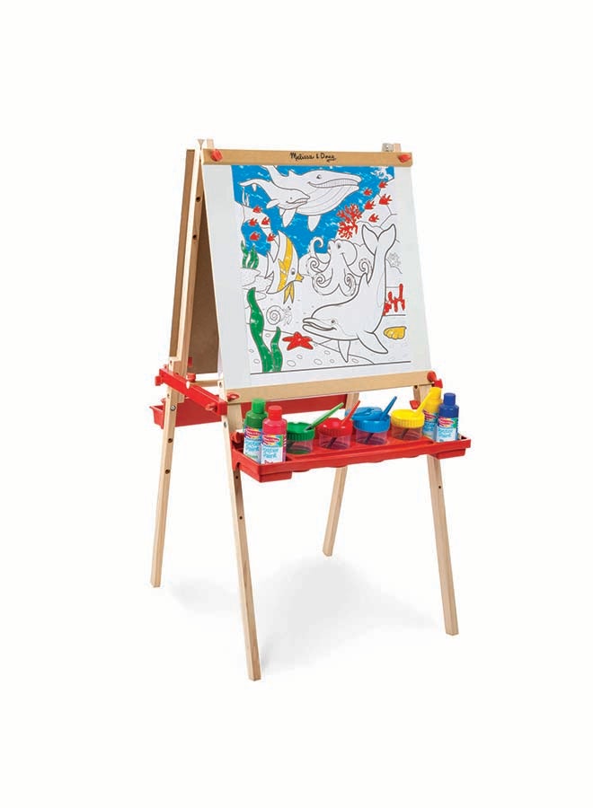 Deluxe Standing Art Easel - Dry-Erase Board, Chalkboard, Paper Roller