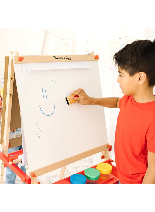 Deluxe Standing Art Easel - Dry-Erase Board, Chalkboard, Paper Roller