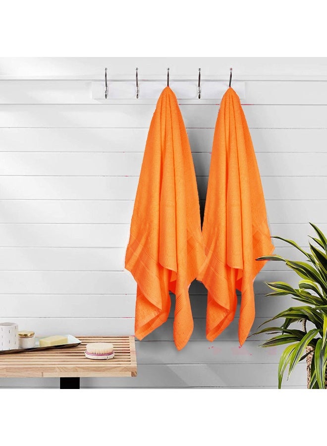 Elvana Home Ultra Soft 6 Pack Cotton Towel Set Contains 2 Bath Towels 28X55 Inch 2 Hand Towels 16X24 Inch And 2 Wash Coths 12X12 Inch Ideal For Everyday Use Compact And Lightweight Orange