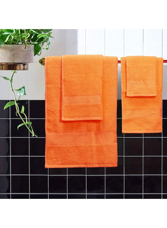 Elvana Home Ultra Soft 6 Pack Cotton Towel Set Contains 2 Bath Towels 28X55 Inch 2 Hand Towels 16X24 Inch And 2 Wash Coths 12X12 Inch Ideal For Everyday Use Compact And Lightweight Orange