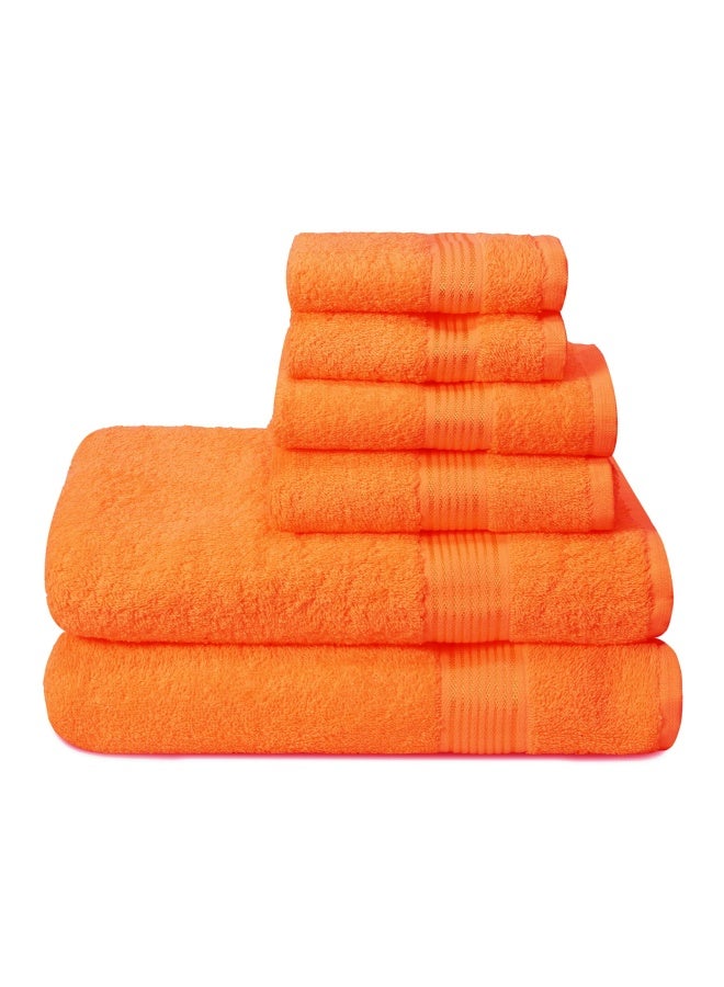Elvana Home Ultra Soft 6 Pack Cotton Towel Set Contains 2 Bath Towels 28X55 Inch 2 Hand Towels 16X24 Inch And 2 Wash Coths 12X12 Inch Ideal For Everyday Use Compact And Lightweight Orange
