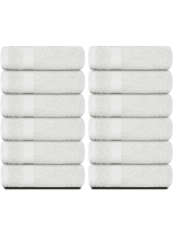 Luxury Cotton Washcloths Large Hotel Spa Bathroom Face Towel 12 Pack Silver…