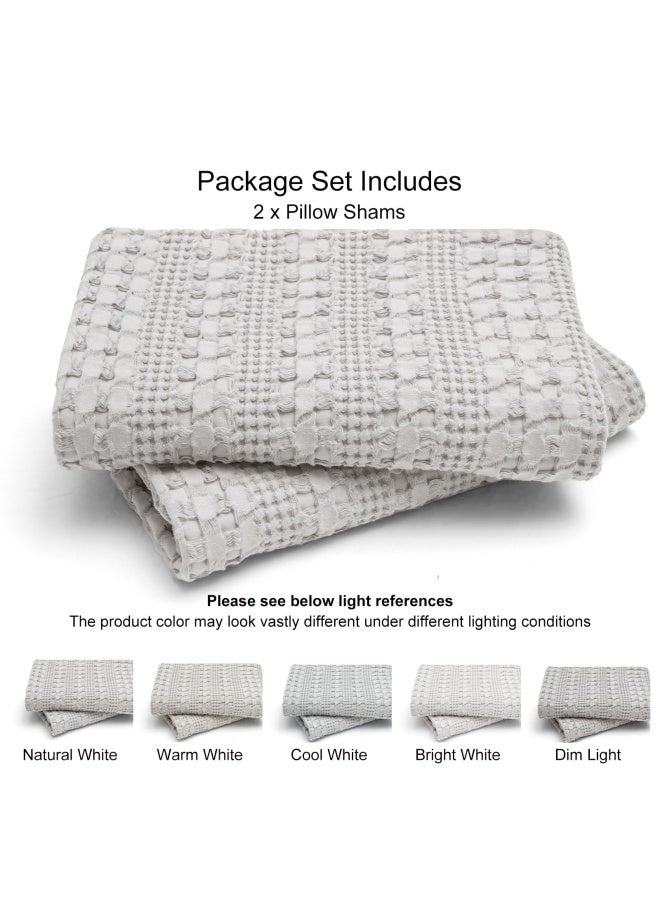 100% Cotton Waffle Weave Euro Sham Covers 2 Pack 26 Inch X 26 Inch Pillow Covers For Elegant Home Decorative No Insert Decorative Euro Throw Pillow Covers For Bed Couch Sofa Light Grey