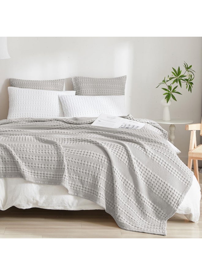 100% Cotton Waffle Weave Euro Sham Covers 2 Pack 26 Inch X 26 Inch Pillow Covers For Elegant Home Decorative No Insert Decorative Euro Throw Pillow Covers For Bed Couch Sofa Light Grey