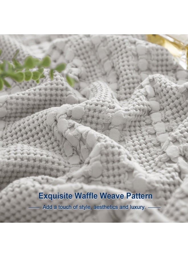 100% Cotton Waffle Weave Euro Sham Covers 2 Pack 26 Inch X 26 Inch Pillow Covers For Elegant Home Decorative No Insert Decorative Euro Throw Pillow Covers For Bed Couch Sofa Light Grey