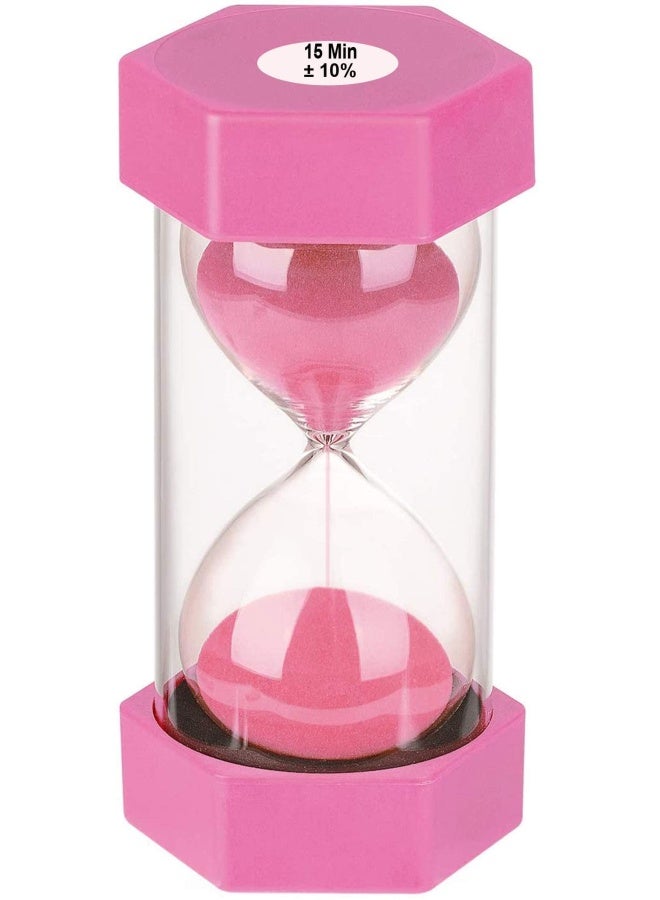 Sand Timer 15 Minutes Hourglass Suliao Unbreakable Pink Sand Watch 15 Minuto Small Sand Clock One Minute Plastic Hour Glass Timer For Kids Games Classroom Kitchen Decorative