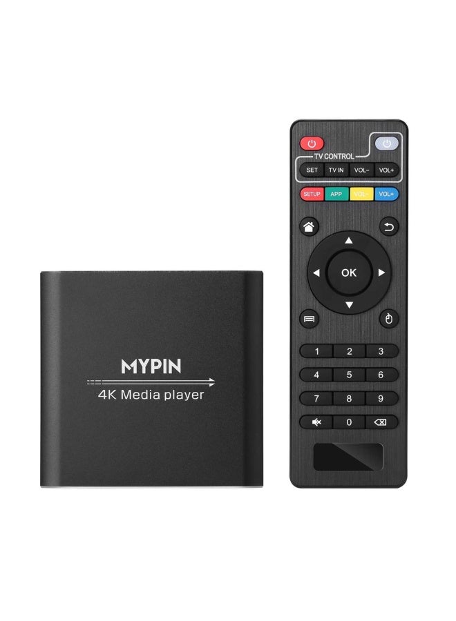 4K Media Player With Remote Control Digital Mp4 Player For 8Tb Hdd Usb Drive  Tf Card H.265 Mp4 Ppt Mkv Avi Support Hdmi Av Coaxial Out And Usb Mouse Keyboard-Hdmi Up To 7.1 Surround Sound