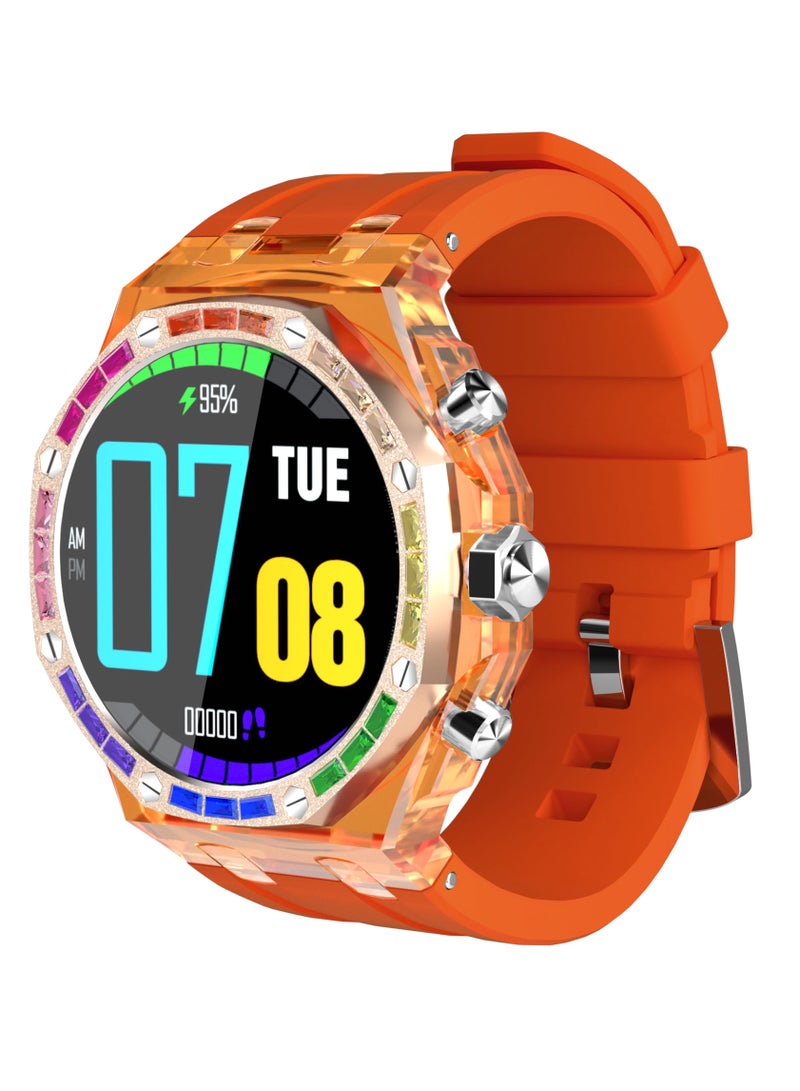 CristalloAP Smart Watch Transparent dial w/ Extra Blue Silicone Band - Orange