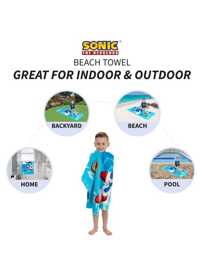 Kids Super Soft Cotton Beach Towel 58 In X 28 In Sonic The Hedgehog