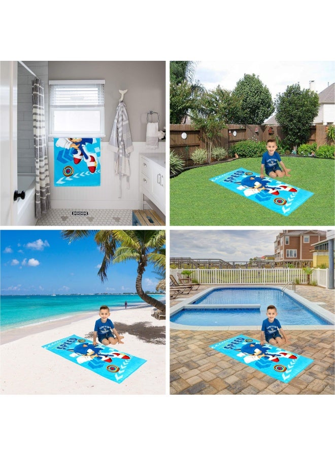 Kids Super Soft Cotton Beach Towel 58 In X 28 In Sonic The Hedgehog