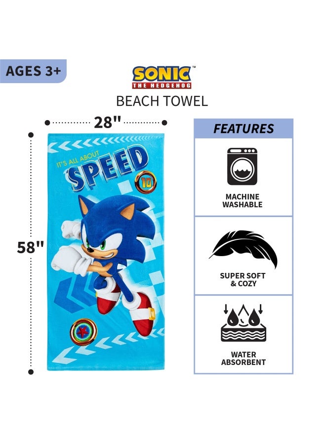 Kids Super Soft Cotton Beach Towel 58 In X 28 In Sonic The Hedgehog