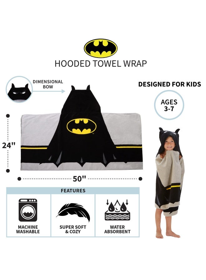 Franco Batman Kids Bath Pool Beach Super Soft Cotton Terry Hooded Towel Wrap 24 X 50 By