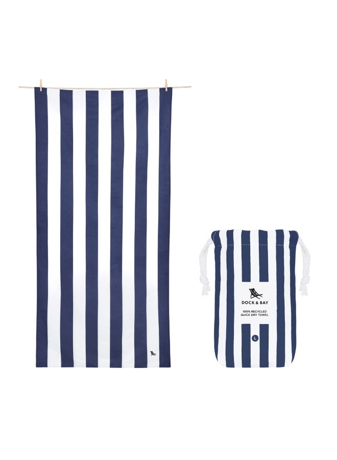 Beach Towel - Quick Dry  Sand Free - Compact  Lightweight - 100  Recycled Materials - Includes Cover - Cabana - Whitsunday Blue  Extra Large  200x90cm  78x35