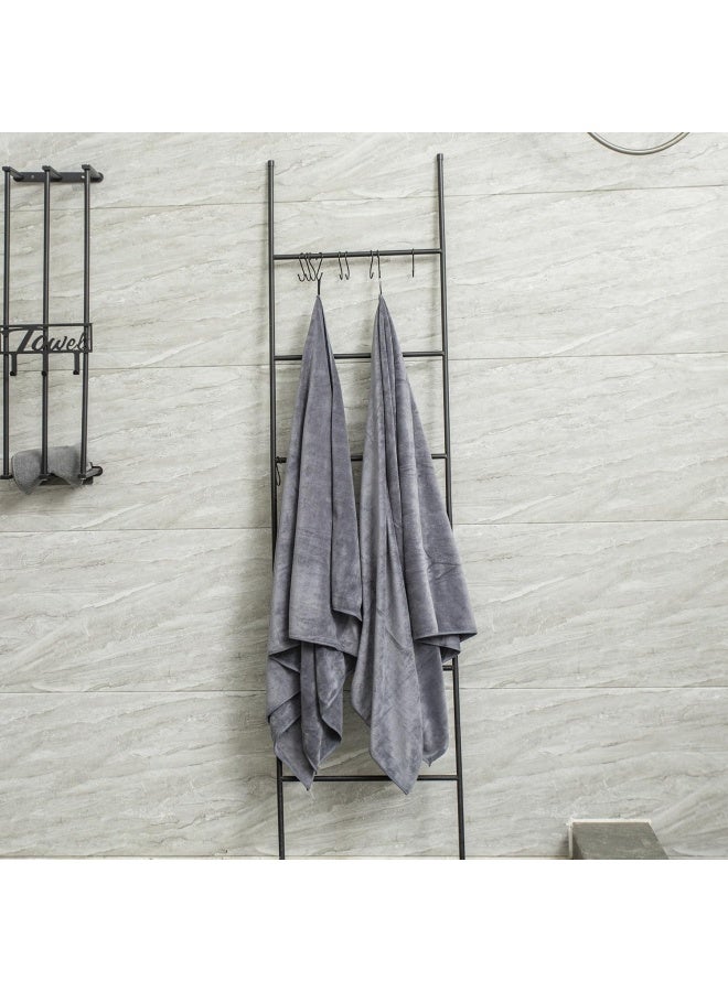 Microfiber Bath Towel 2 Pack30 X 60 Oversized Soft Super Absorbent And Fast Drying No Fading Multipurpose Use For Sports Travel Fitness Yoga 30 In X 60 In Grey 2 Count Grey
