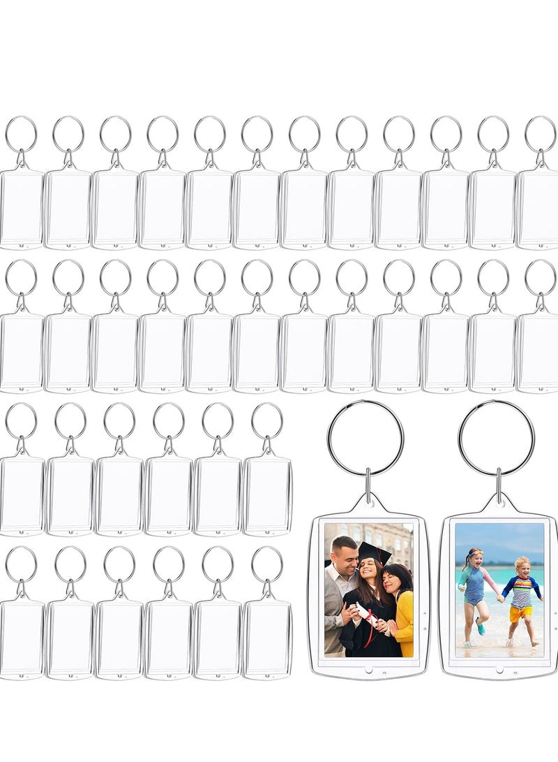 150 Pieces Photo Insert Keychain Clear Acrylic Picture Keychains Picture Frame Key Chain 2.2 x 1.6 Inch Rectangle Blank Photo Keychains for Holiday Photo Diaplay Supplies