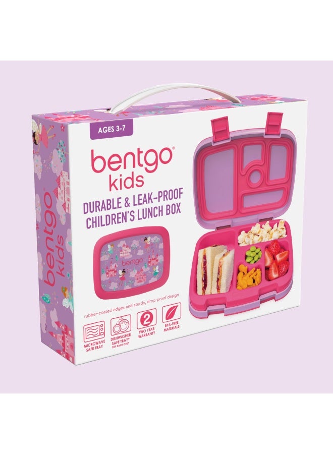 Kids Prints Leak Proof 5 Compartment Bento Style Kids Lunch Box Ideal Portion Sizes For Ages 3 To 7 Bpa Free Dishwasher Safe Food Safe Materials Fairies