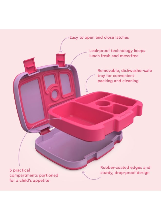 Kids Prints Leak Proof 5 Compartment Bento Style Kids Lunch Box Ideal Portion Sizes For Ages 3 To 7 Bpa Free Dishwasher Safe Food Safe Materials Fairies