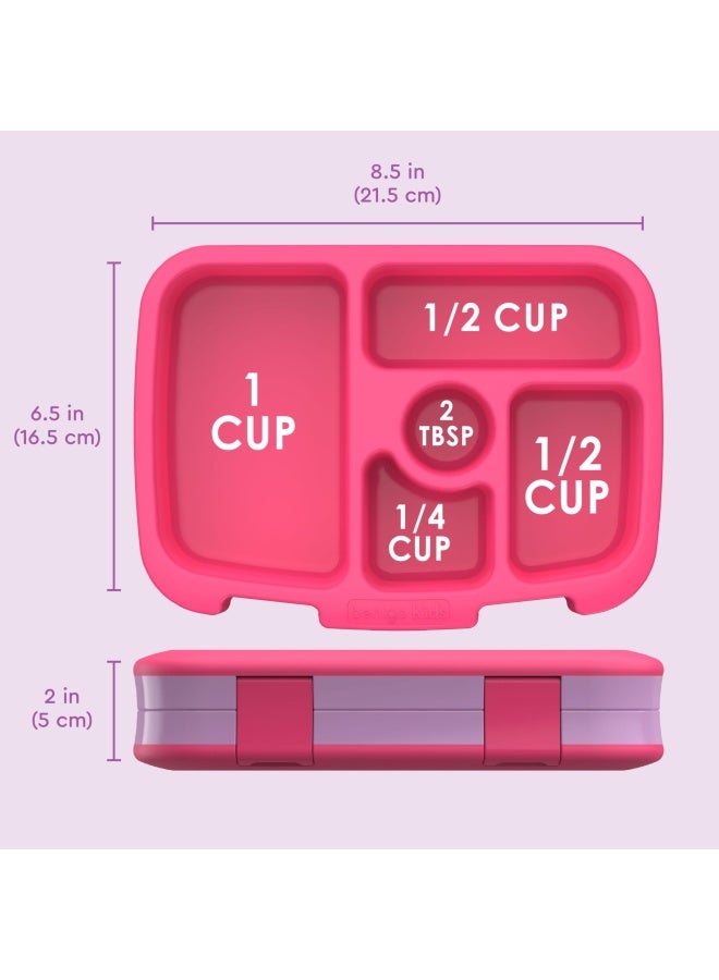 Kids Prints Leak Proof 5 Compartment Bento Style Kids Lunch Box Ideal Portion Sizes For Ages 3 To 7 Bpa Free Dishwasher Safe Food Safe Materials Fairies