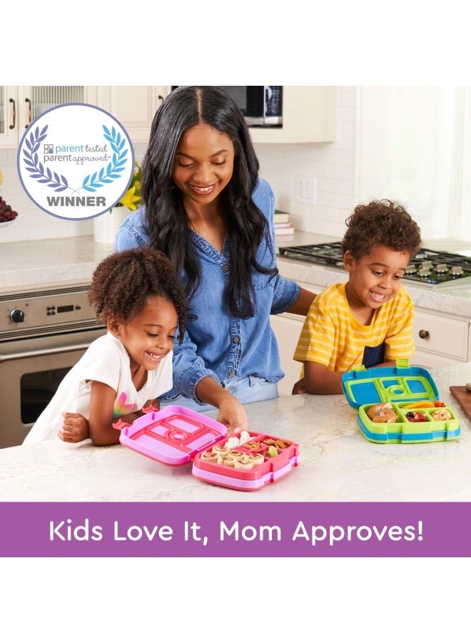 Kids Prints Leak Proof 5 Compartment Bento Style Kids Lunch Box Ideal Portion Sizes For Ages 3 To 7 Bpa Free Dishwasher Safe Food Safe Materials Fairies