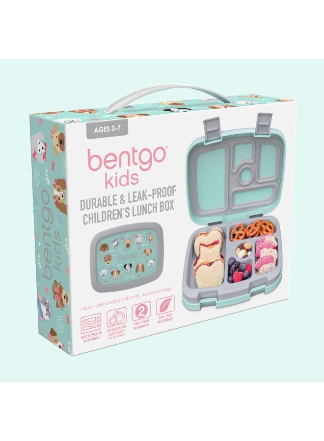 Kids Prints Leak Proof 5 Compartment Bento Style Kids Lunch Box Ideal Portion Sizes For Ages 3 To 7 Bpa Free Dishwasher Safe Food Safe Materials Puppy Love