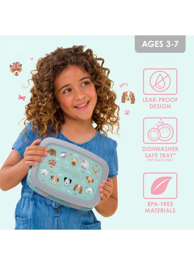 Kids Prints Leak Proof 5 Compartment Bento Style Kids Lunch Box Ideal Portion Sizes For Ages 3 To 7 Bpa Free Dishwasher Safe Food Safe Materials Puppy Love