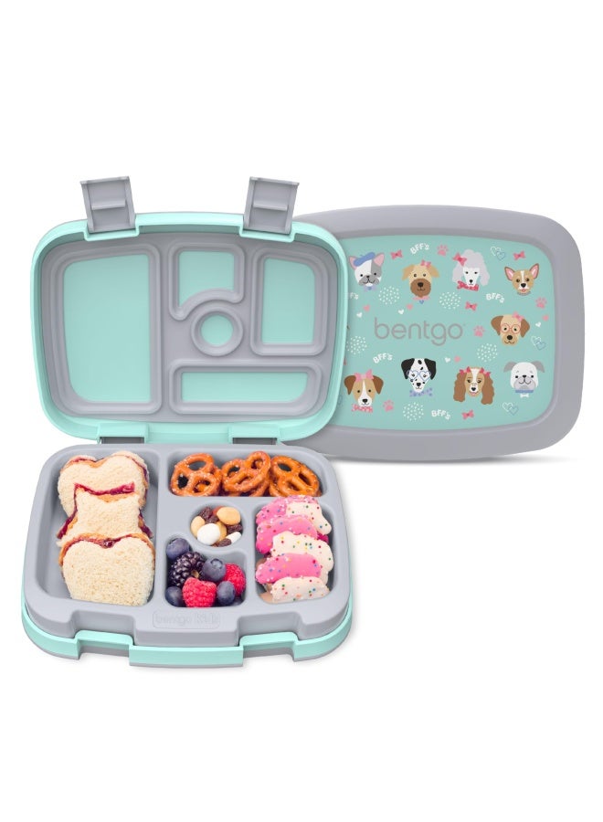 Kids Prints Leak Proof 5 Compartment Bento Style Kids Lunch Box Ideal Portion Sizes For Ages 3 To 7 Bpa Free Dishwasher Safe Food Safe Materials Puppy Love