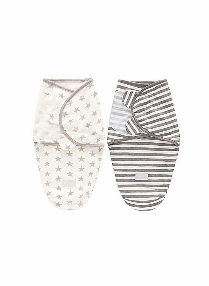 Adjustable Baby Swaddle Blanket 100% Cotton Sleepsack for Newborns 0-6 Months, Soft Receiving Wrap for Boys & Girls, 2 Pack