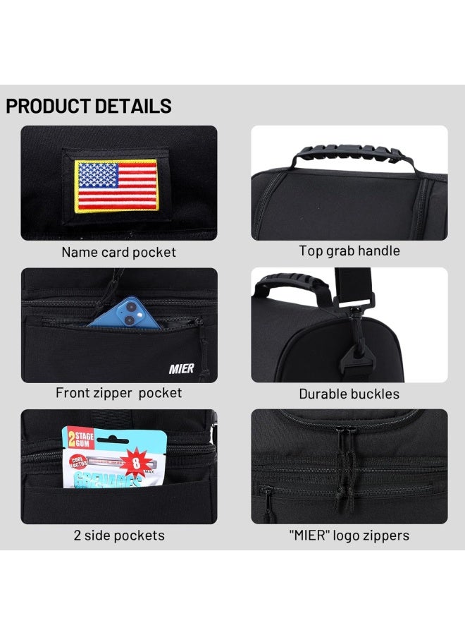 Mier Adult Lunch Box Insulated Lunch Bag Large Cooler Tote Bag For Men, Women, Double Deck Cooler(Black)
