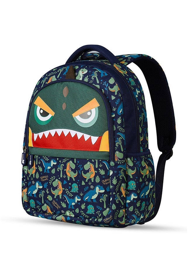 Set Of 3 16 Inch School Bag With Lunch Bag And Pencil Case Dino - Green