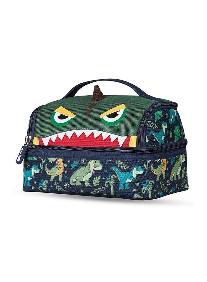 Set Of 3 16 Inch School Bag With Lunch Bag And Pencil Case Dino - Green