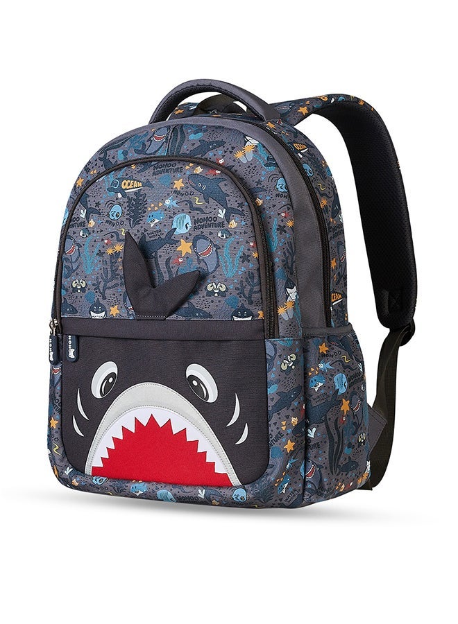 Kids 16 Inch School Bag with Handbag Combo Shark - Grey