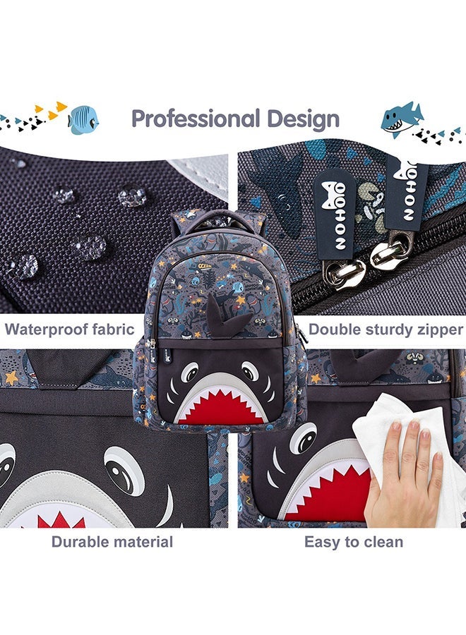 Kids 16 Inch School Bag with Handbag Combo Shark - Grey