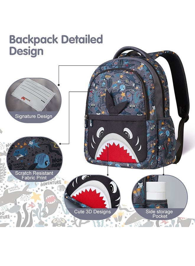 Kids 16 Inch School Bag with Handbag Combo Shark - Grey