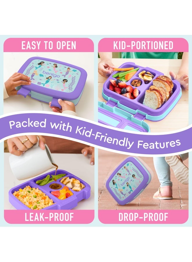 Kids Prints Leak-Proof  5-Compartment Bento-Style Kids Lunch Box - Ideal Portion Sizes For Ages 3 To 7 - Bpa-Free  Dishwasher Safe  Food-Safe Materials  Mermaids In The Sea