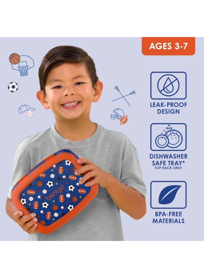 Kids Prints Leak-Proof  5-Compartment Bento-Style Kids Lunch Box - Ideal Portion Sizes For Ages 3 To 7 - Bpa-Free And Food-Safe Materials - 2020 Collection - Sports