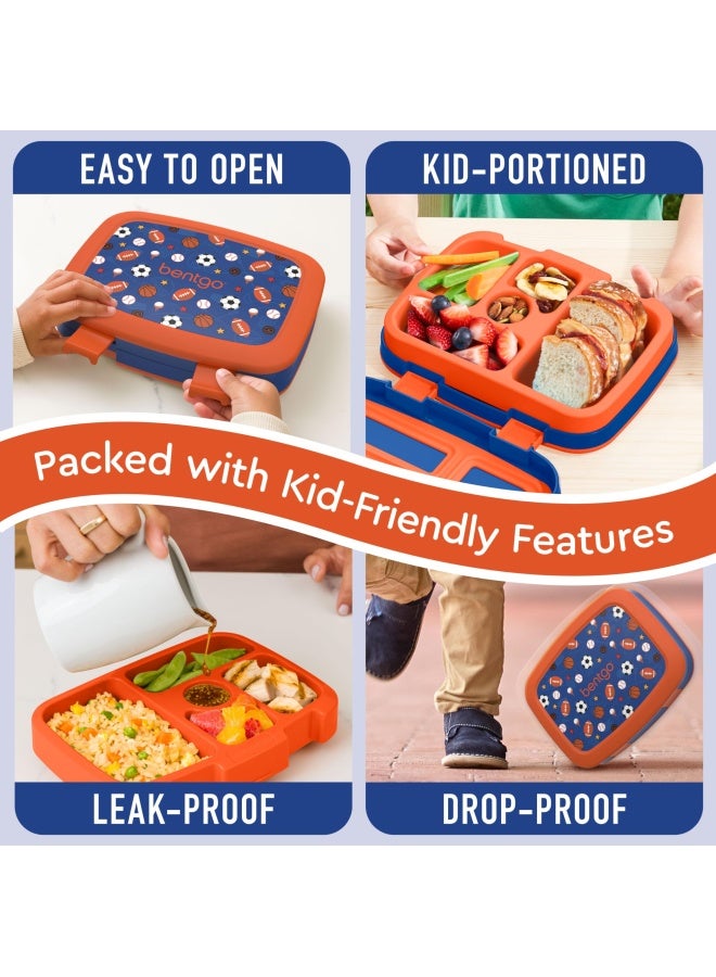 Kids Prints Leak-Proof  5-Compartment Bento-Style Kids Lunch Box - Ideal Portion Sizes For Ages 3 To 7 - Bpa-Free And Food-Safe Materials - 2020 Collection - Sports