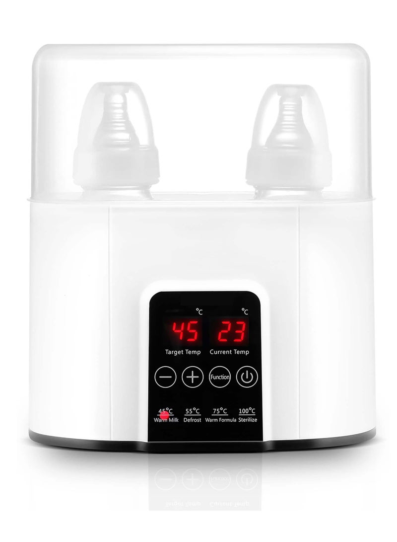 Fast Baby Bottle Warmer with Timer, LCD Display - Breast Milk, Formula, Food Heater for Twins - Adjustable Temperature, 24H Constant Mode