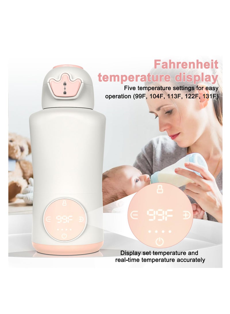 Portable Milk Warmer, 15 oz Capacity Milk Bottle Warmer, Rechargeable Warmer for Breastmilk, Instant breastmilk, Formula or Water Warmer, Baby Bottle Warmer for Cars, Airplanes, Outdoor Travel