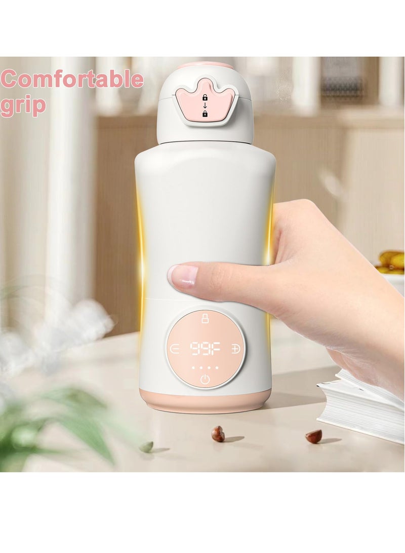 Portable Milk Warmer, 15 oz Capacity Milk Bottle Warmer, Rechargeable Warmer for Breastmilk, Instant breastmilk, Formula or Water Warmer, Baby Bottle Warmer for Cars, Airplanes, Outdoor Travel