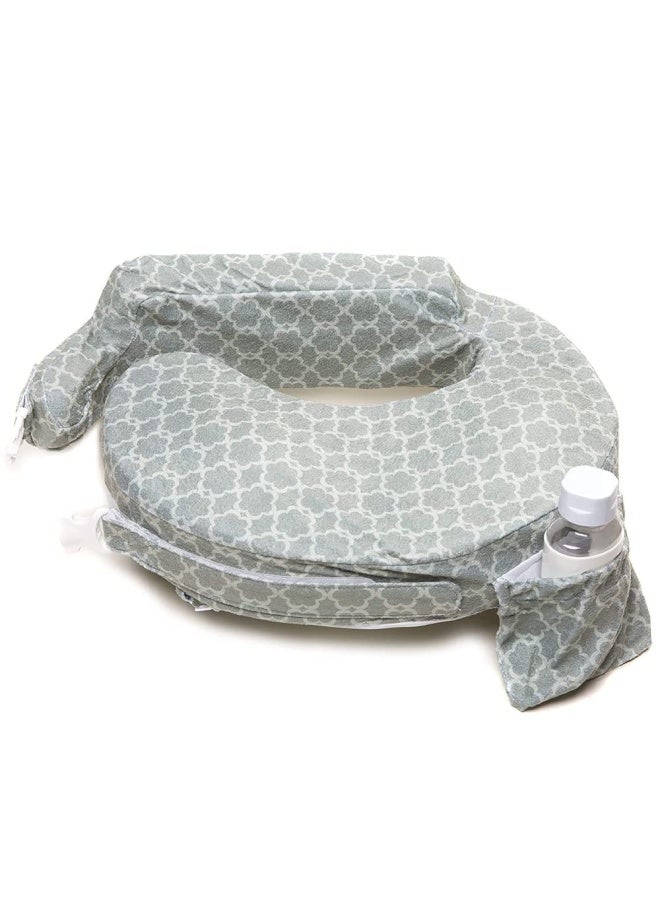 Deluxe Nursing Pillow For Breastfeeding And Bottle Feeding  Enhanced Posture Support Feeding Pillow  Double Straps And Removable Extra Soft SliPiecesover  Flower Key Grey